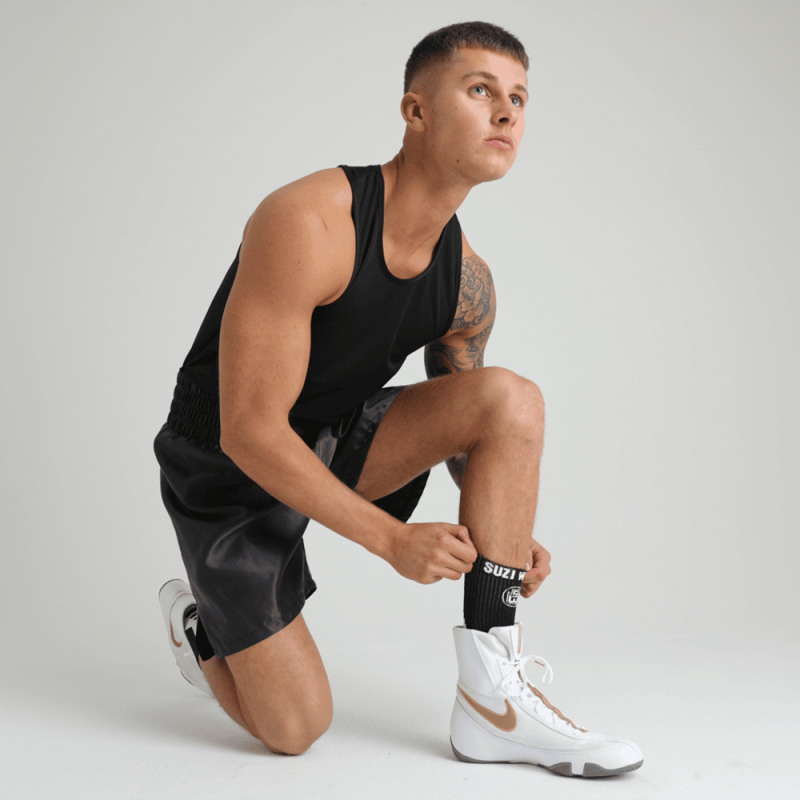 SUZI WONG: X SOLE BOXNINGSSTRUMPOR - VIT/GRÅ