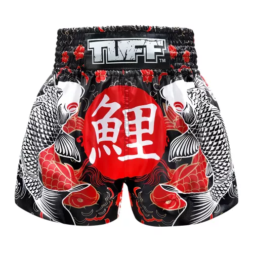 TUFF: JAPANESE KOI FISH MUAY THAI SHORTS - SVART
