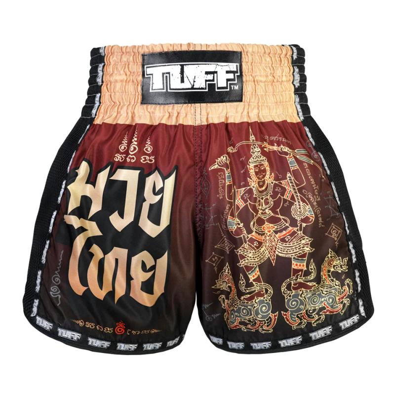 TUFF:  RETRO YANT NARAI MUAY THAI SHORTS - RED