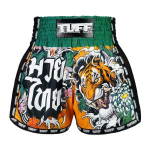 TUFF: RETRO TORA MORI KINGYO MUAY THAI SHORTS - GRÖN