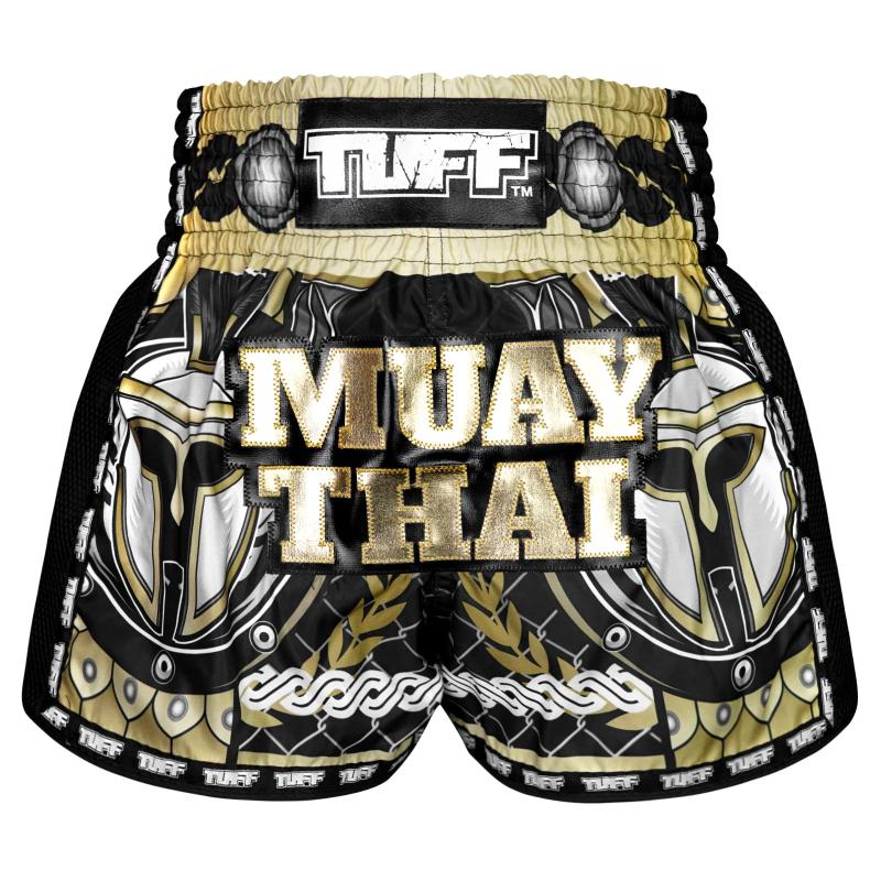 TUFF: RETRO GOLDEN GLADIATOR IN BLACK MUAY THAI SHORTS