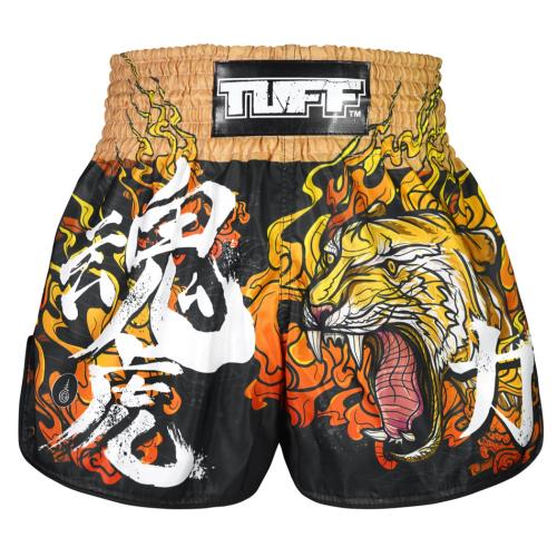 TUFF: TORA MAZUKA TIGER MUAY THAI SHORTS - SVART