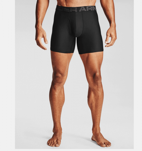 UNDER ARMOUR: MENS UA TECH 6" BOXERJOCK 2-PACK - BLACK