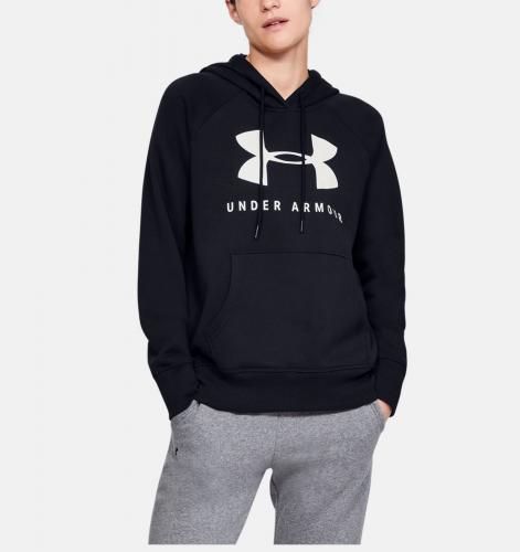 UNDER ARMOUR: RIVAL FLEECE SPORTSTYLE GRAPHIC HOODIE - SVART