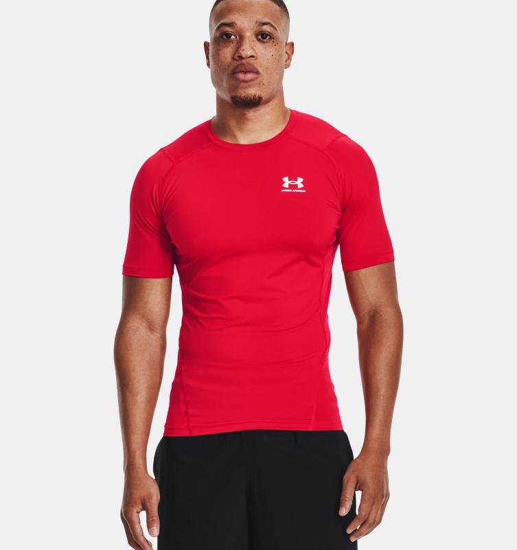 UNDER ARMOUR: HEATGEAR ARMOUR SHORT SLEEVE SHIRT - RED