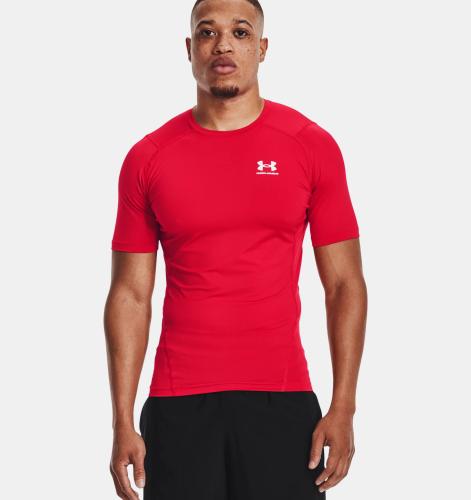 UNDER ARMOUR: HEATGEAR ARMOUR SHORT SLEEVE SHIRT - RED