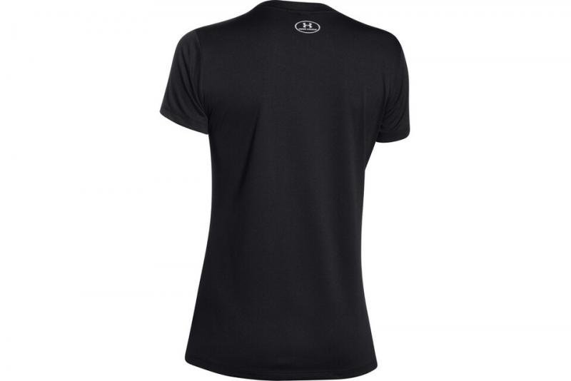 UNDER ARMOUR: WOMENS TECH SS SOLID V-NECK SHIRT - SVART