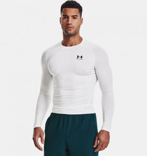 UNDER ARMOUR: HEATGEAR ARMOUR COMP LONG SLEEVE - WHITE