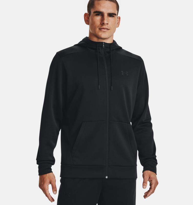 UNDER ARMOUR: FLEECE FULL ZIP HOODIE - SVART