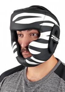 ZEBRA ATHLETICS: FITNESS SPARRING HEAD GUARD - BLACK/WHITE