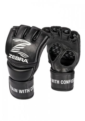 ZEBRA ATHLETICS: MMA PRO GLOVES IN LEATHER - BLACK