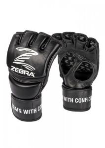 ZEBRA ATHLETICS: MMA PRO GLOVES IN LEATHER - BLACK