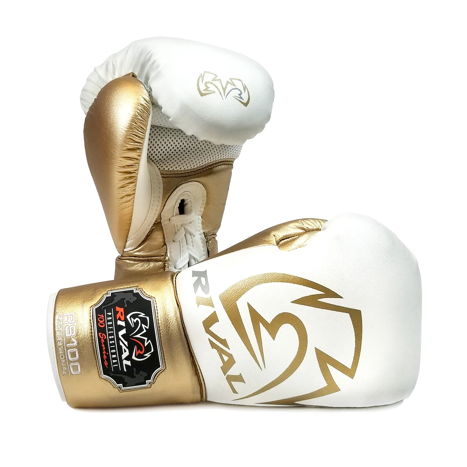 RIVAL: RS100 PROFESSIONAL SPARRING BOXING GLOVES - WHITE/GOLD