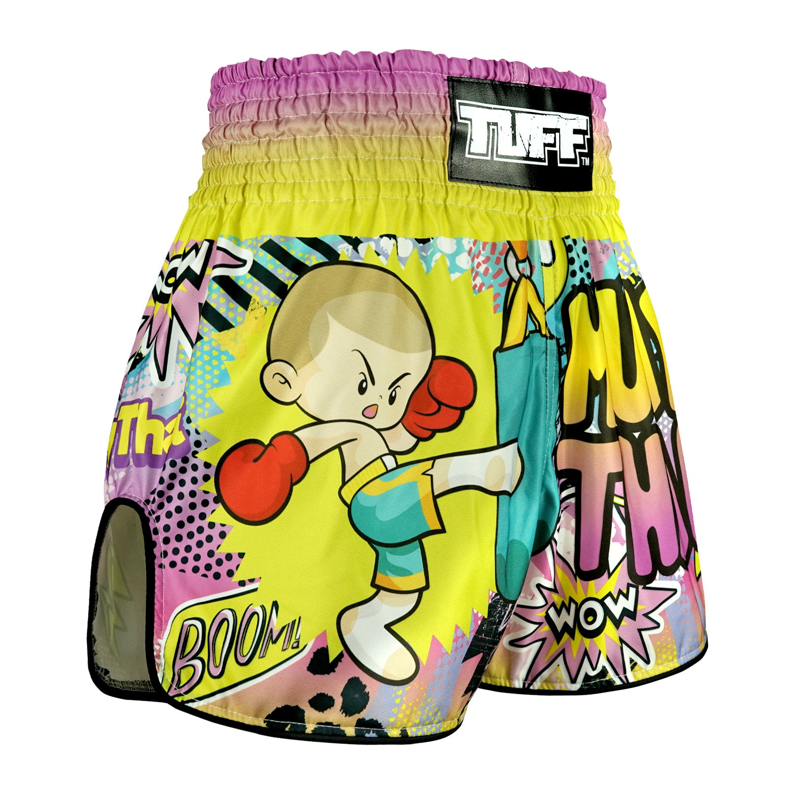 TUFF: RETRO HIGH-CUT SAVAGE BOY MUAY THAI SHORTS - YELLOW