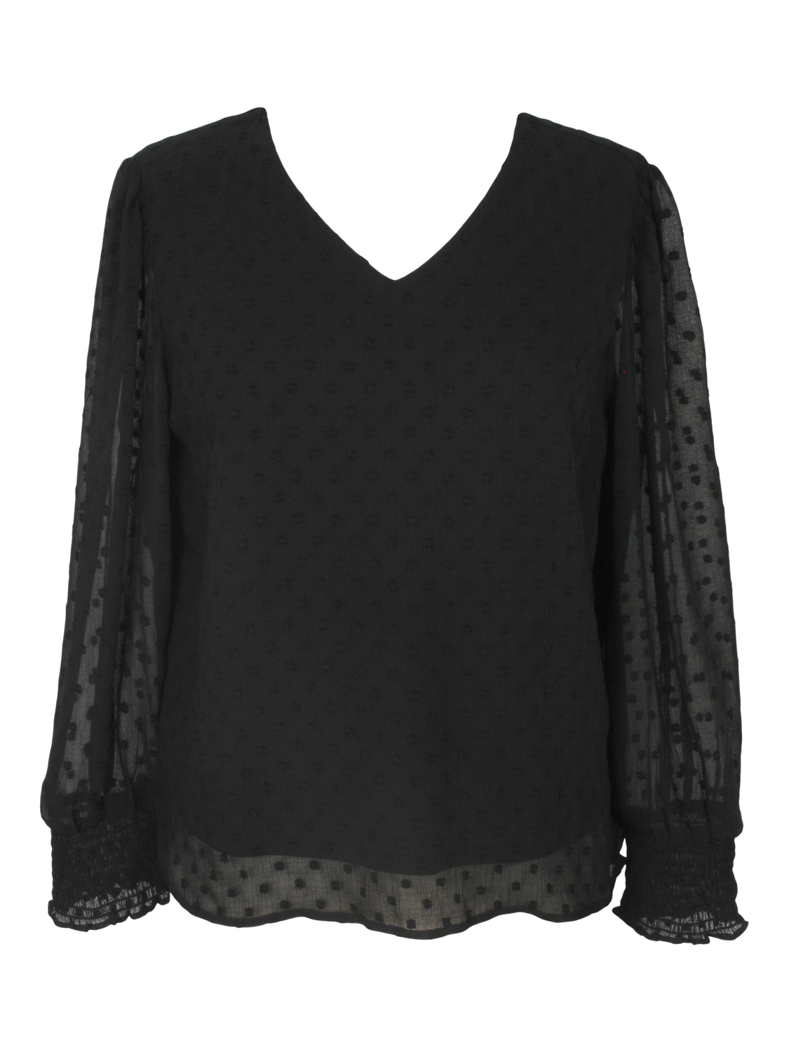 Chiffongblus med lång ärm, 752504
