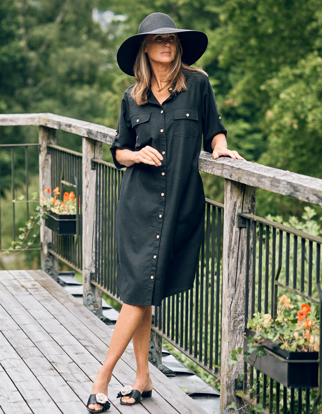 Skjortklänning i linne-look, 761407