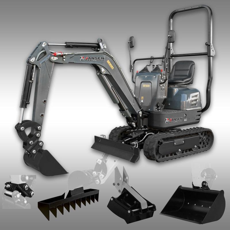 Minigrävare JANSEN® MB-700, 8,5 hk bensin, komplett set