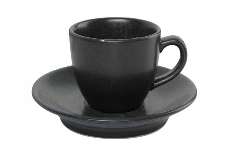 Kaffekopp med fat 8 cl svart