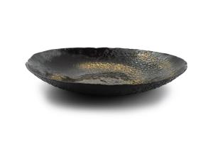 Decorative dish 40xH7cm glass black/gold