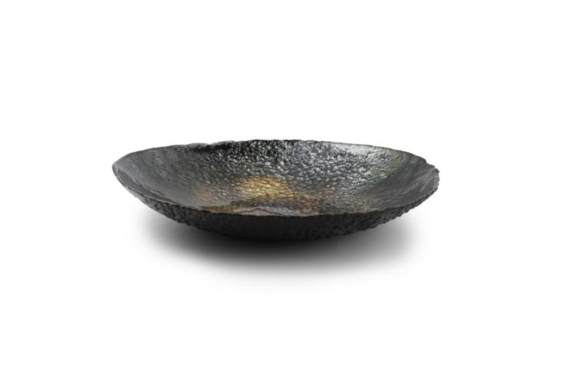 Decorative dish 32,5xH5,5cm glass black/gold