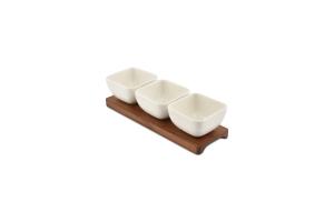 Snack set 25x8xH6,5cm 4 pieces white Bite