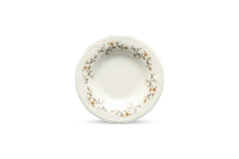Deep plate 23,5/14xH4cm brown flower Retro