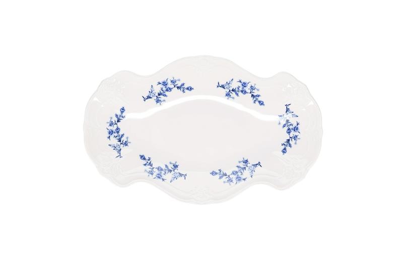 Serving dish 39x25cm blue flower Retro
