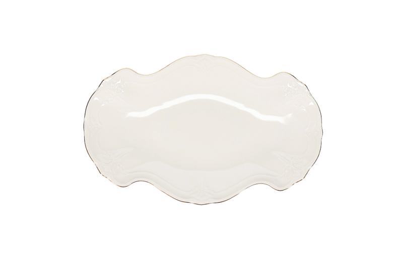 Serving dish 39x25cm with golden rim Retro