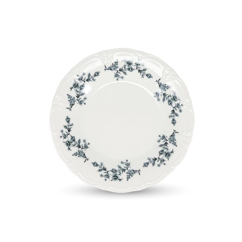 Plate 27cm black flower Retro
