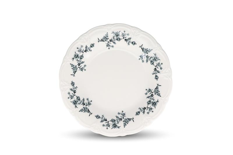 Plate 32cm black flower Retro