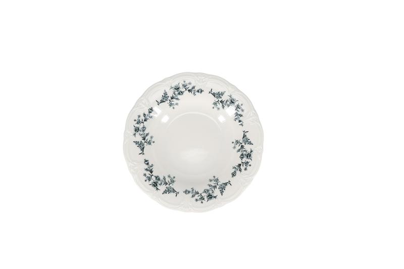 Deep plate 23,5/14xH4cm black flower Retro