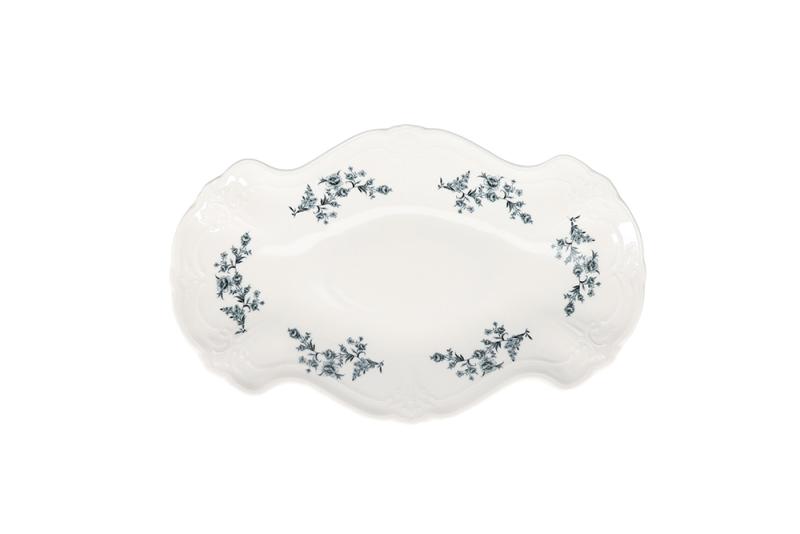 Serving dish 26x16cm black flower Retro
