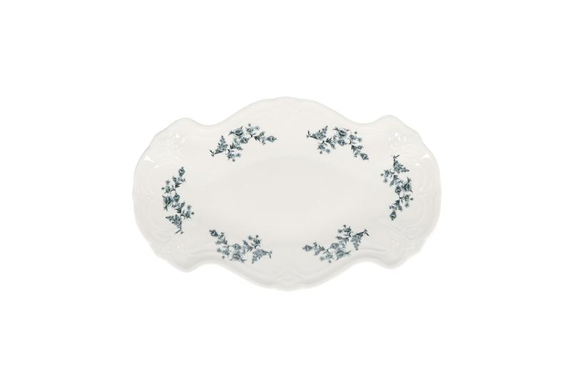 Serving dish 39x25cm black flower Retro