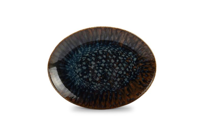 Serving dish 36x27,5cm brown/blue Resto