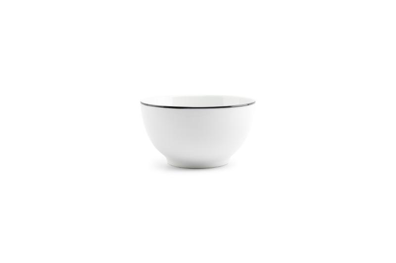 Bowl 14xH8cm black rim Basic White