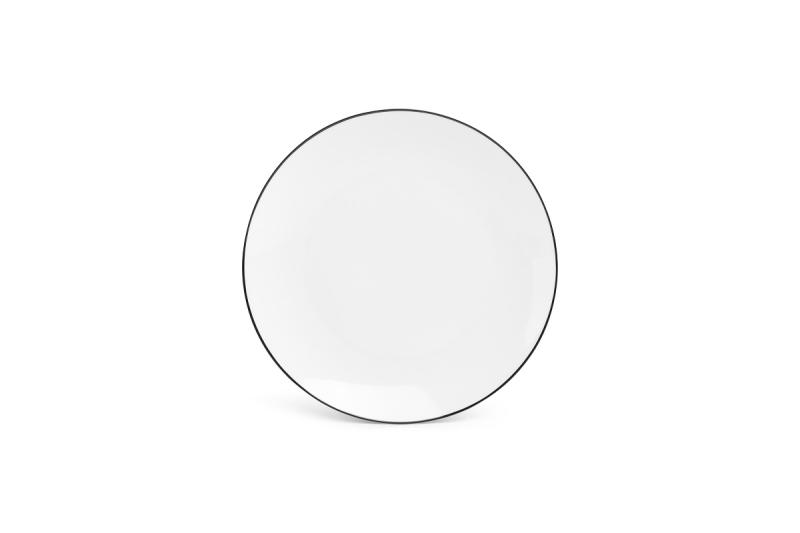 Plate 26,5cm coupe black rim Basic White