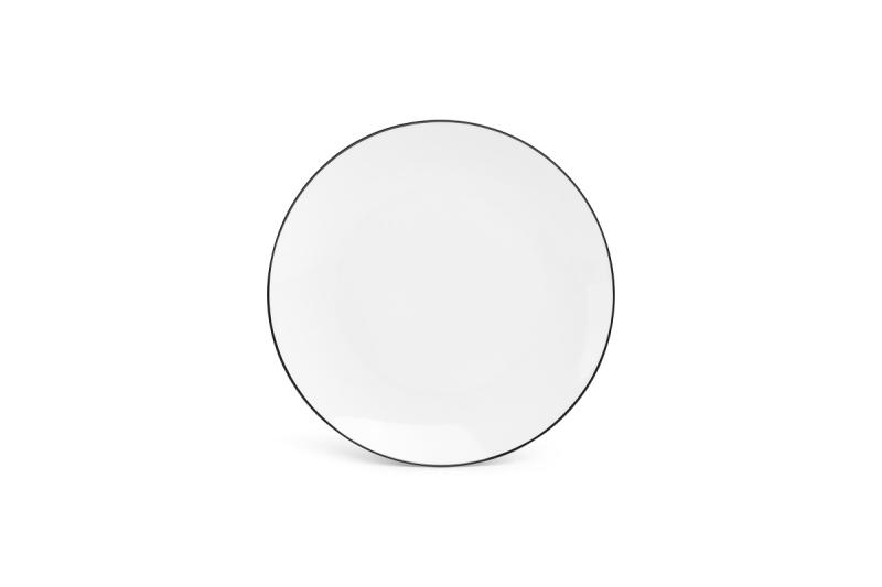Plate 26,5cm coupe black rim Basic White
