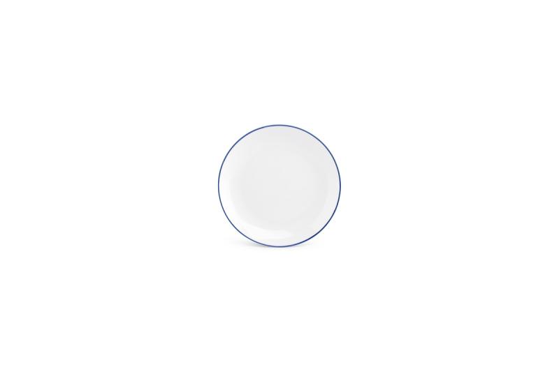 Plate 15cm coupe blue rim Basic White