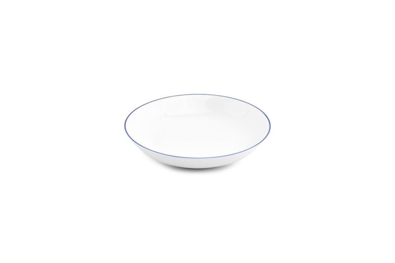 Deep plate 21xH4cm coupe blue rim Basic White