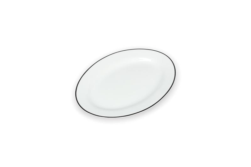 Serving dish 24,5x17,5xH2cm black rim Bistro