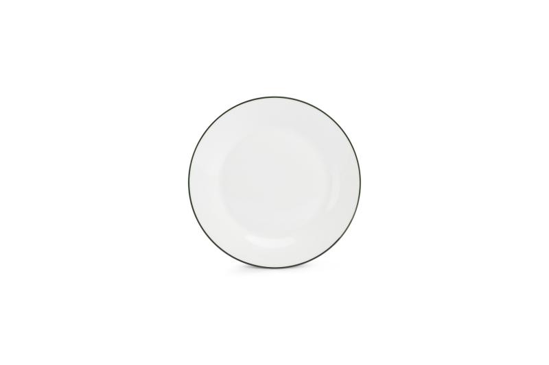 Plate 20cm green rim Basic White