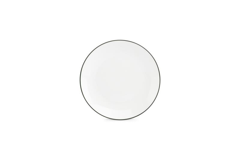 Plate 20,5cm coupe green rim Basic White