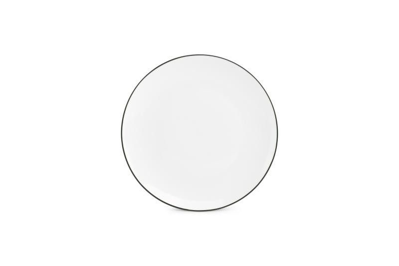 Plate 24cm coupe green rim Basic White