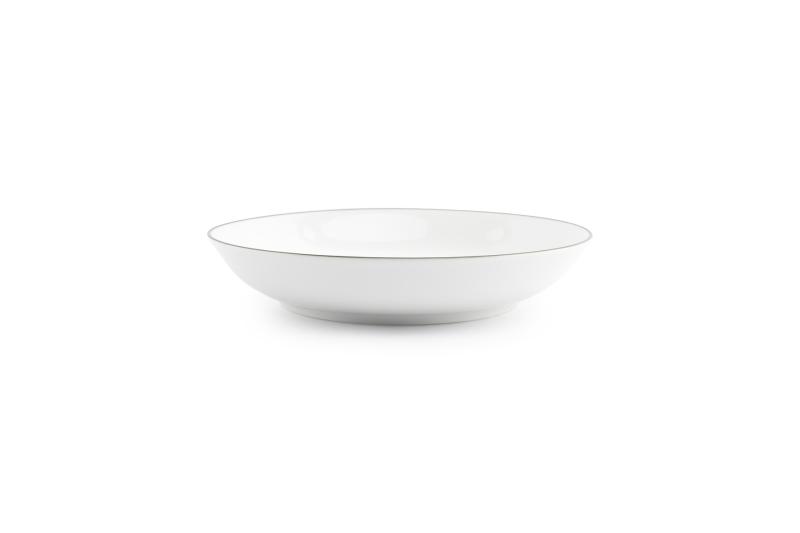 Bowl 21xH4cm coupe green rim Basic White