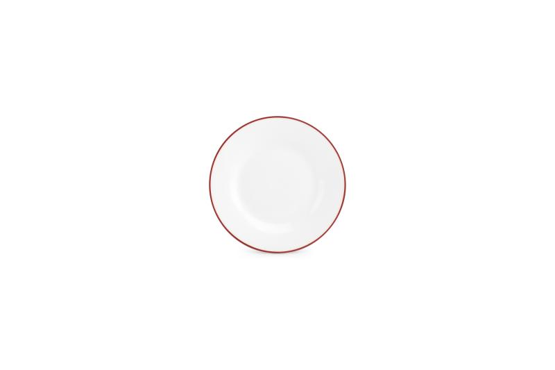 Plate 15cm burgundy rim Basic White