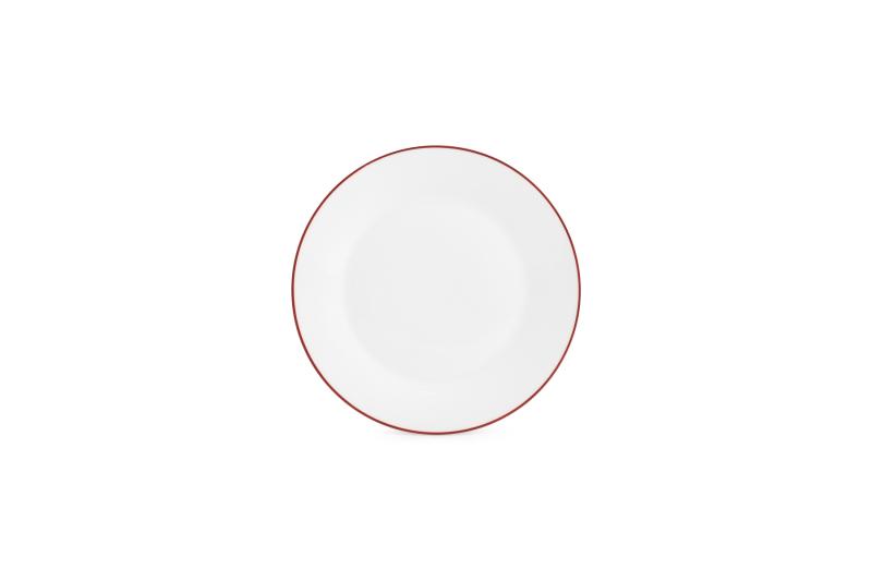 Plate 20cm burgundy rim Basic White