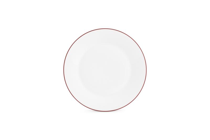 Plate 24cm burgundy rim Basic White