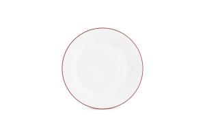 Plate 24cm burgundy rim Basic White