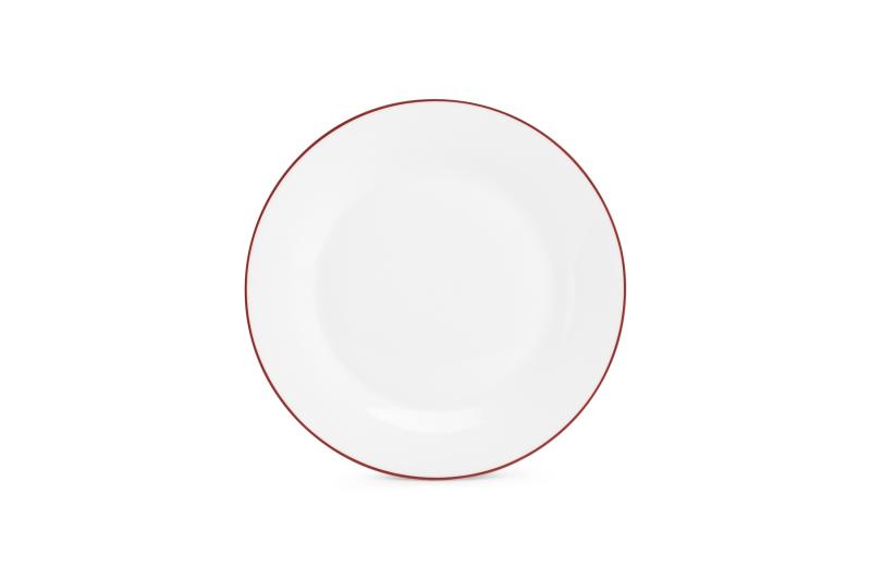 Plate 27cm burgundy rim Basic White