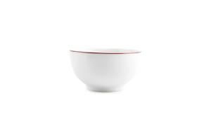 Bowl 14xH8cm burgundy rim Basic White